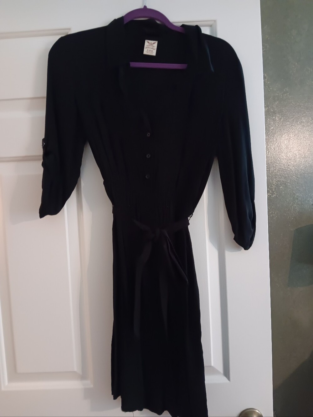 Faded Glory tie waist dress black